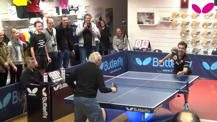 Timo Boll visiting Butterfly Store Moers