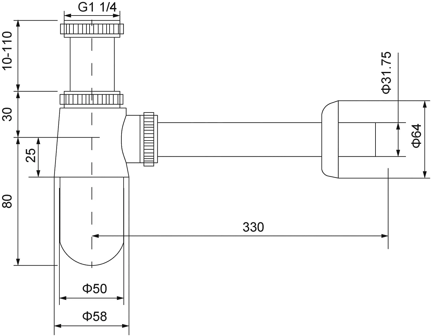 Сифон для раковины Timo 960/00L хром-0