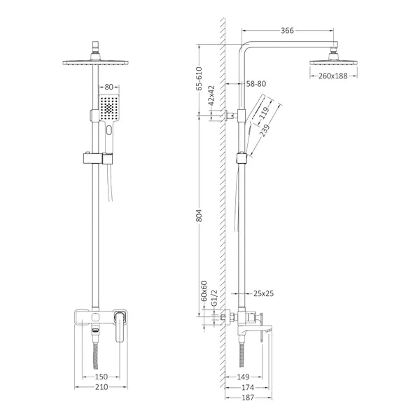 Душевая система Timo Torne SX-4320/03 черный матовый-1
