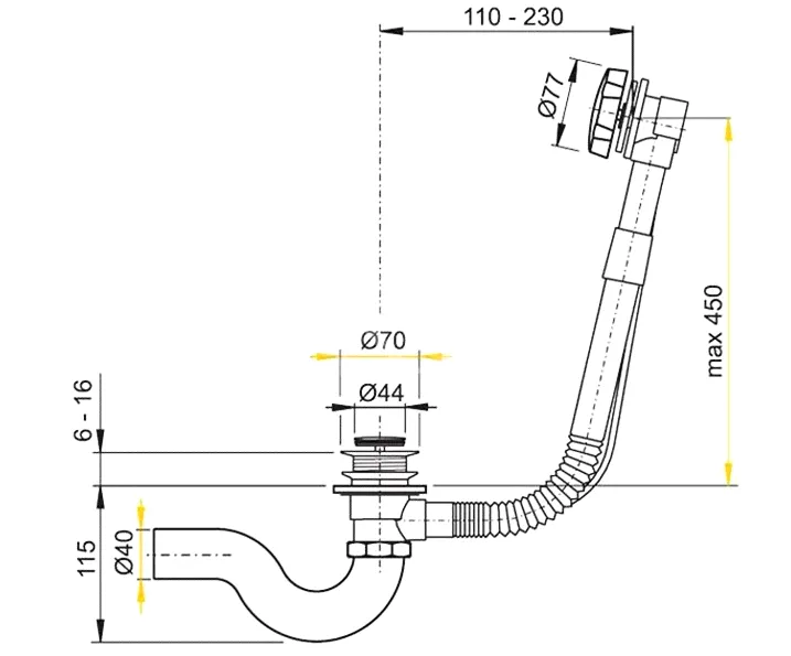 Слив-перелив автомат Timo 8004/00, цвет хром-1
